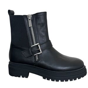 Women’s Blondo Garnet leather elastic gore waterproof moto boot bootie lug 8